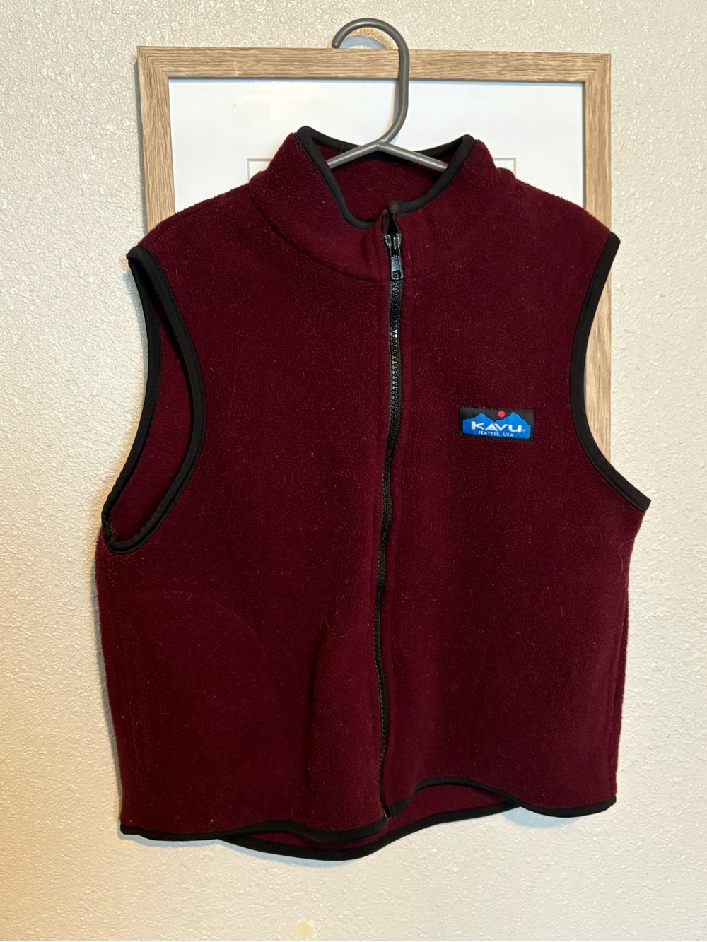 Kavu Kids Burgundy Fleece Vest with Black Trim